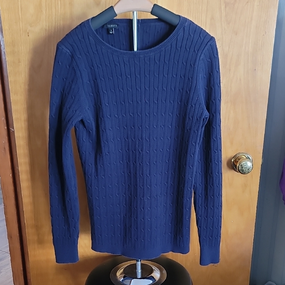 Navy Blue Cable Knit Sweater